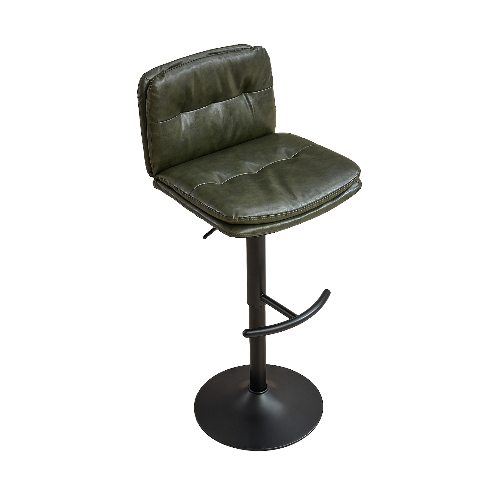 Backrest Bar Stools, Adjustable Height Upholstered Counter Stools With Footrest, Swivel Faux Leather Bar Chairs For Bistro Kitchen Island