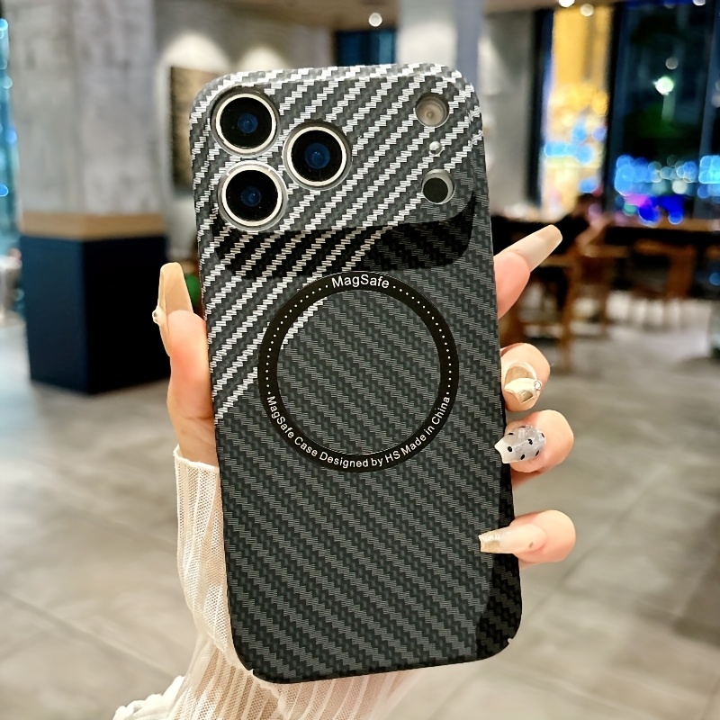 TEMU Phone Case: New Carbon Fiber Striped Pattern Phone Case, Suitable For Iphone 17/17 Air/17 Pro/17 Pro Max, Supports , Lens Protection, Matte