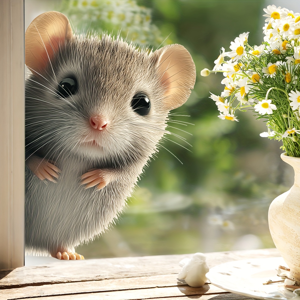 1pc Sticker, 3d Peeking Mouse Glass Sticker, Kitchen Glass Sticker For Home Decor