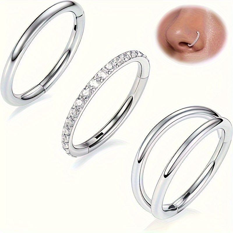 

3-piece Set Stainless Steel Hypoallergenic Nose Rings, Double Hoop Nose Ring Cartilage Earrings, Conch Hoop Earrings