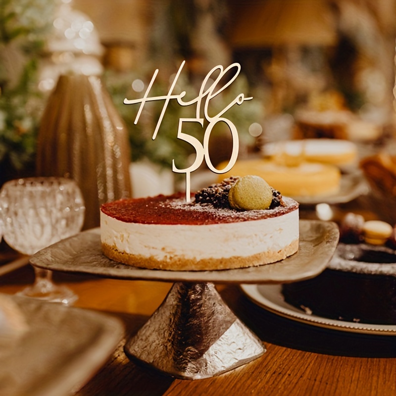 rustic wooden hello 50 cake topper 50th birthday retirement Temu
