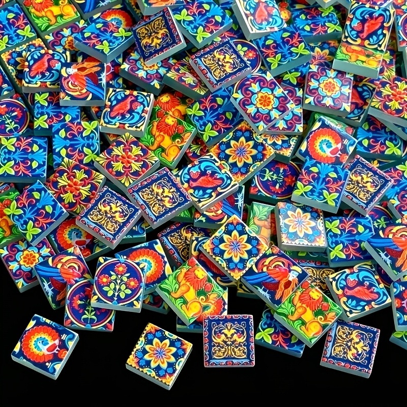 TEMU 100/200g Style Colored Glass Pieces Suitable For Diy Fusible Glass Crafts, High-temperature Fusible Glass Sheets With Color Spray Printing,