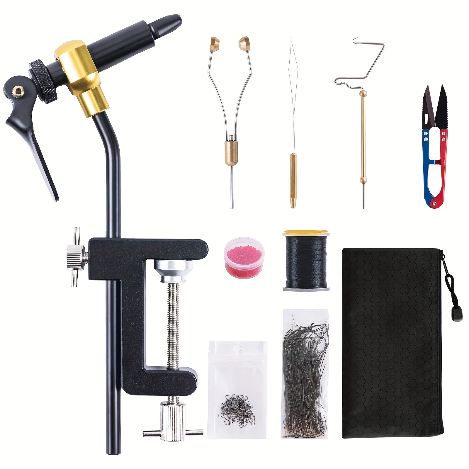 JSHANMEI Fly Tying Tool Kit Includes Bobbin Finisher Scissors Hackle Hair  Stacker Fly Fishing Flies Tying Tools Set