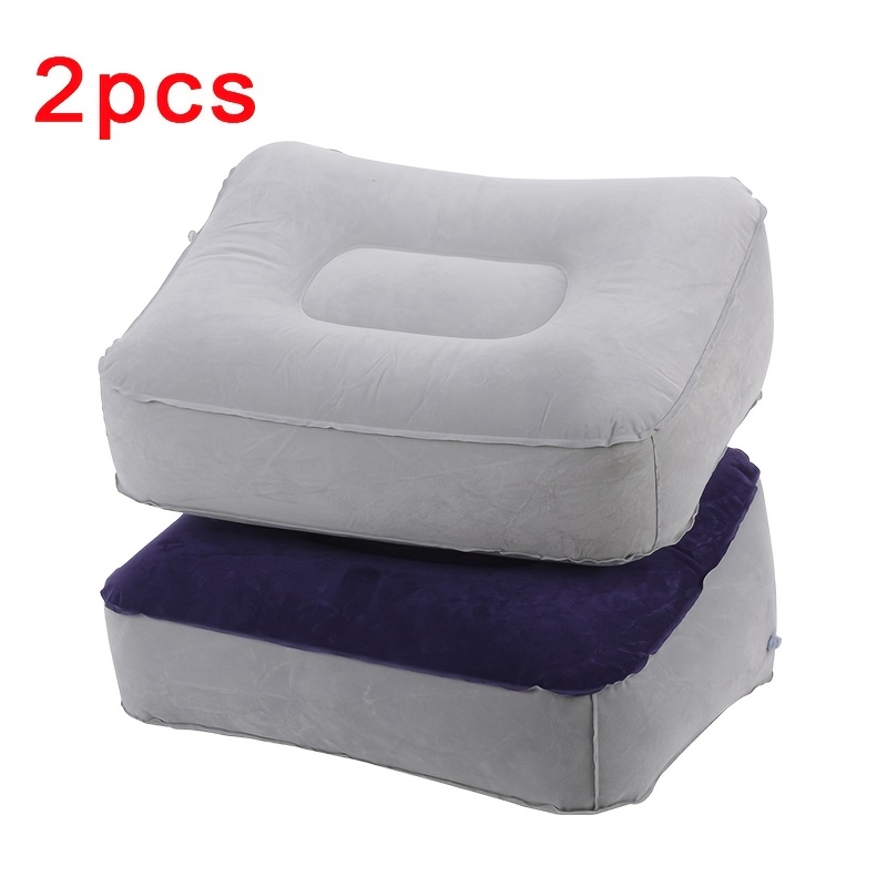 2 piezas de reposapiés inflables de pvc y vellón, color  , material plástico, para  , viajes, relajación.