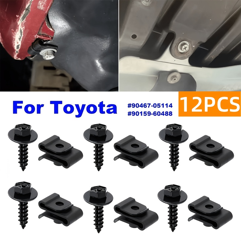 TEMU 12 vis de protection de avec écrous en U pour Toyota 90467-05114 90159-60488, clips de retenue, pinces à pression, kits d'hardware de