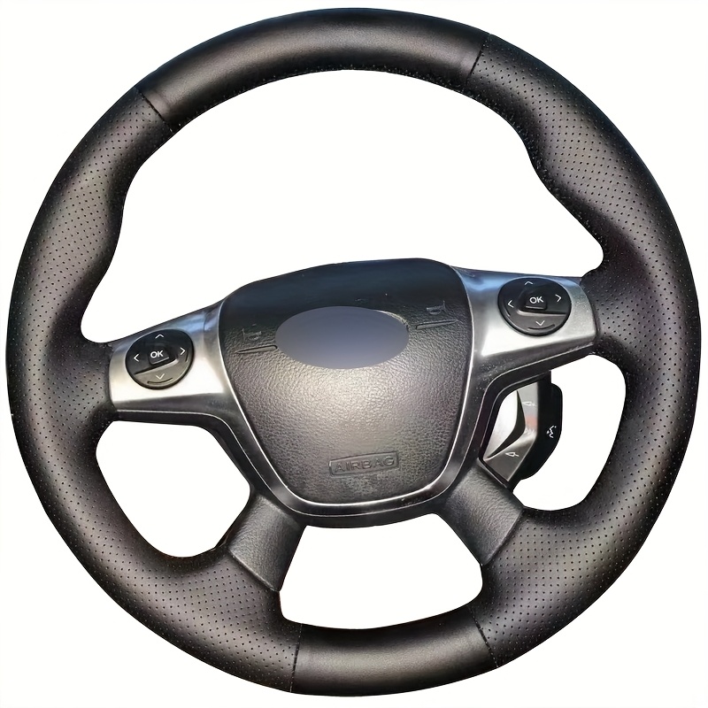 E-shop Handgenähter Lenkradbezug, Ultrafeines Mikrofaser, Ganzjahres-Komfortpassform für Ford Focus Serie
