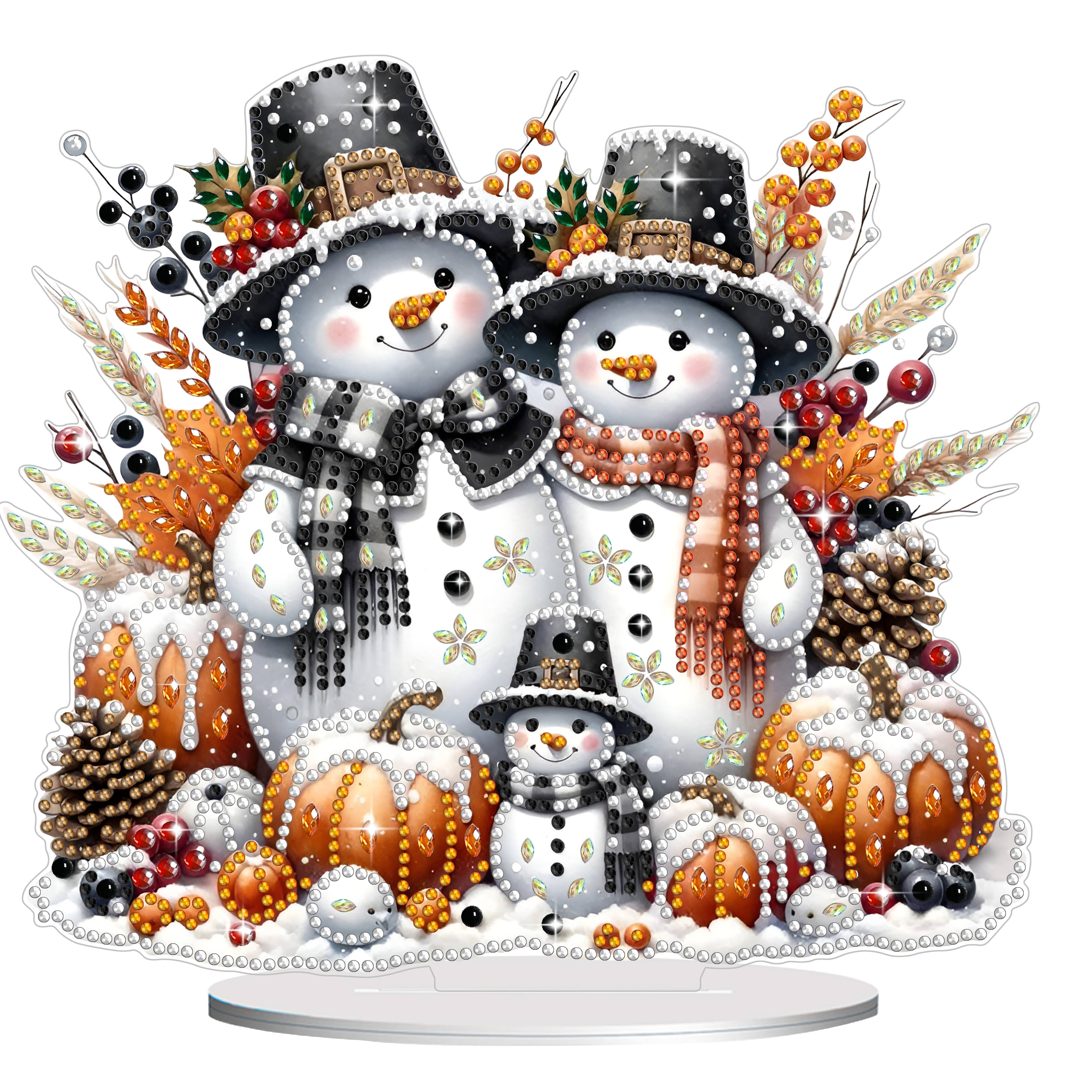 

5d Diy Acrylic Snowman Diamond Painting Kit – Festive Tool Kit With Shaped Mosaic Art Crafts For Home Bedroom Decor Gift