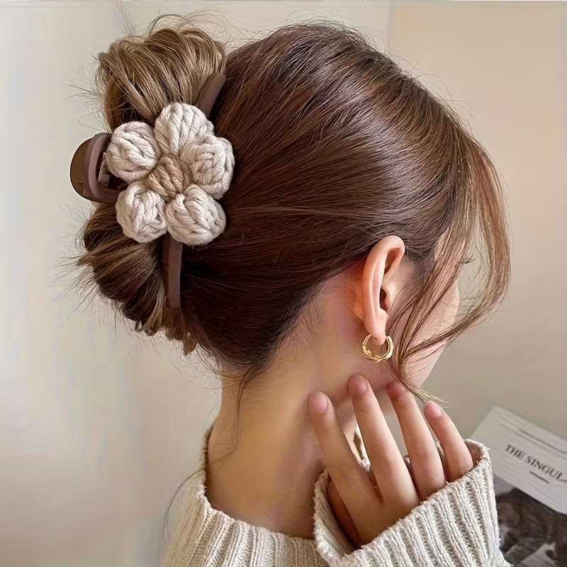 TEMU Pince à cheveux "Flower Grab Clip" haut de gamme, grande taille, pour tempérament , pince à cheveux "Shark Clip" pour coiffure, pince à cheveux