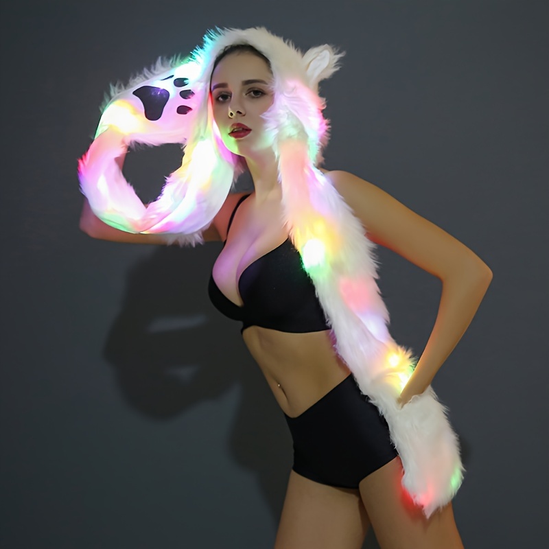 led light up hat scarf combo warm fashionable accessory for parties and concerts battery powered aa batteries not included details 1