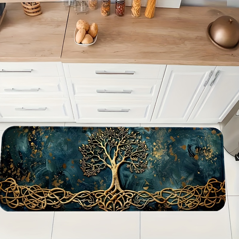 TEMU [product]1pcs, Large Tree Print, Kitchen Mat, Mat, Washable Mat, Suitable For Farmhouse, Kitchen, Home Sink, Laundry Room, Doorway, Kitchen Door