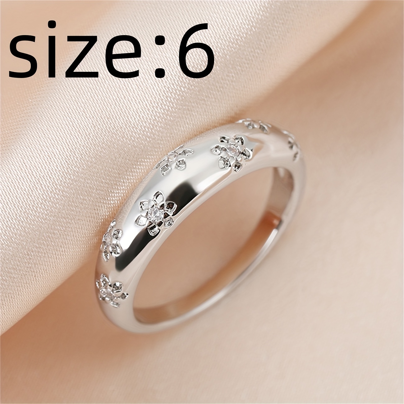 Copper Zirconia Ring - Floral Golden & Silvery Plated