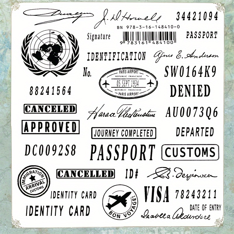 

1pc Passport Vintage Text Clear Stamps Silicone Rubber Stamp Set For Scrapbooking Diy/card Making Craft Supplies - Fantasy Theme Square Shape Transparent Material
