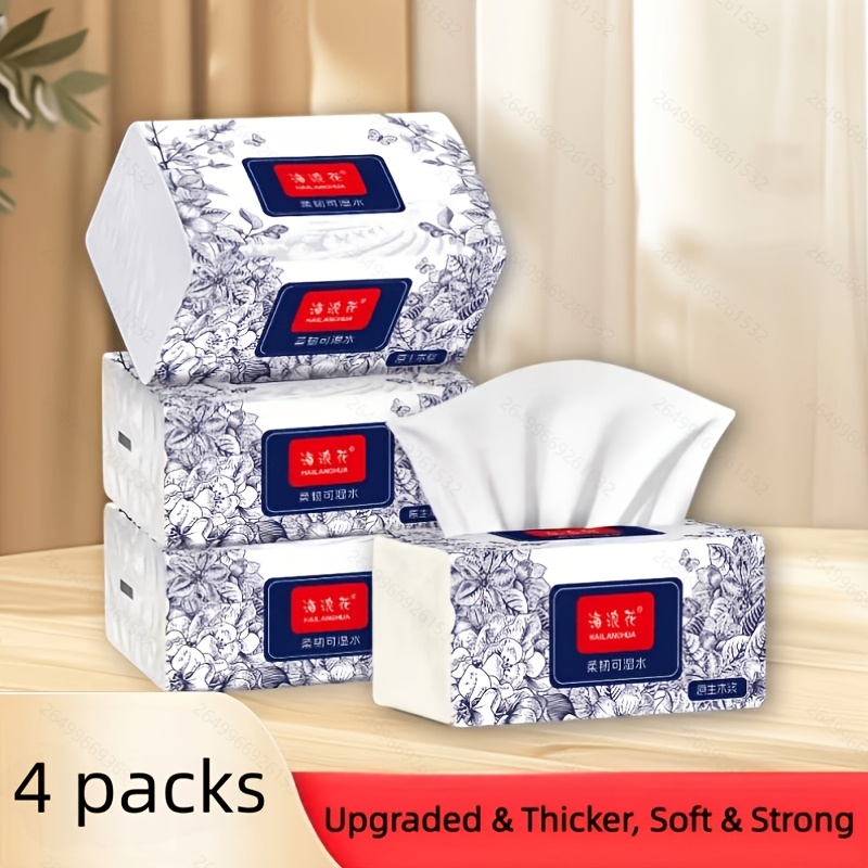 TEMU 1200pcs High-quality Personal Tissues (4 Packs Of 300pcs), Color Dark Blue Facial Tissues, Household Tissues, Suitable For Home And Restaurant