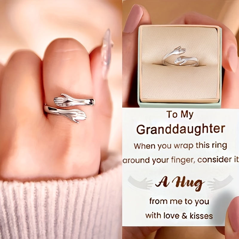 

Elegant And Fashionable Opening Hug Ring With Card Box For Daughter Encouragement Gift Anniversary Gift Birthday Gift