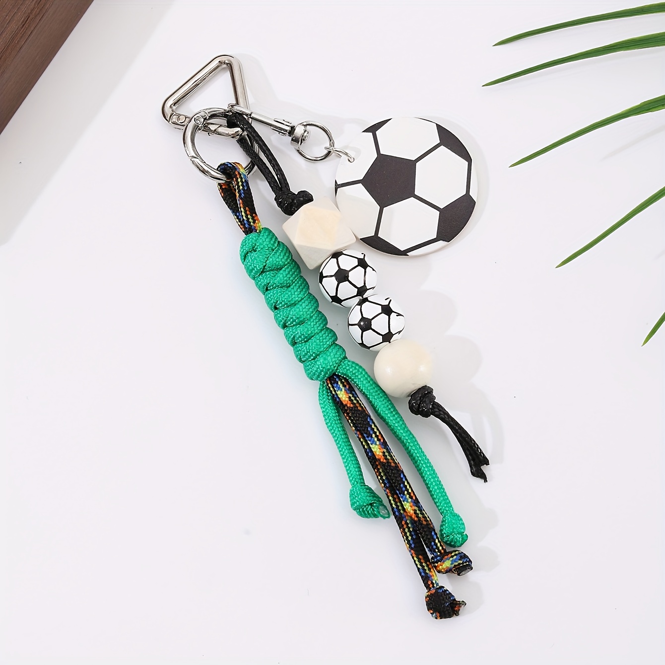 TEMU 1pc -tone Sports Lanyard With Football/basketball Printed Beads, Team Sport Theme Colors, Braided , Anti-lost & Wear-resistant, For Wrists,