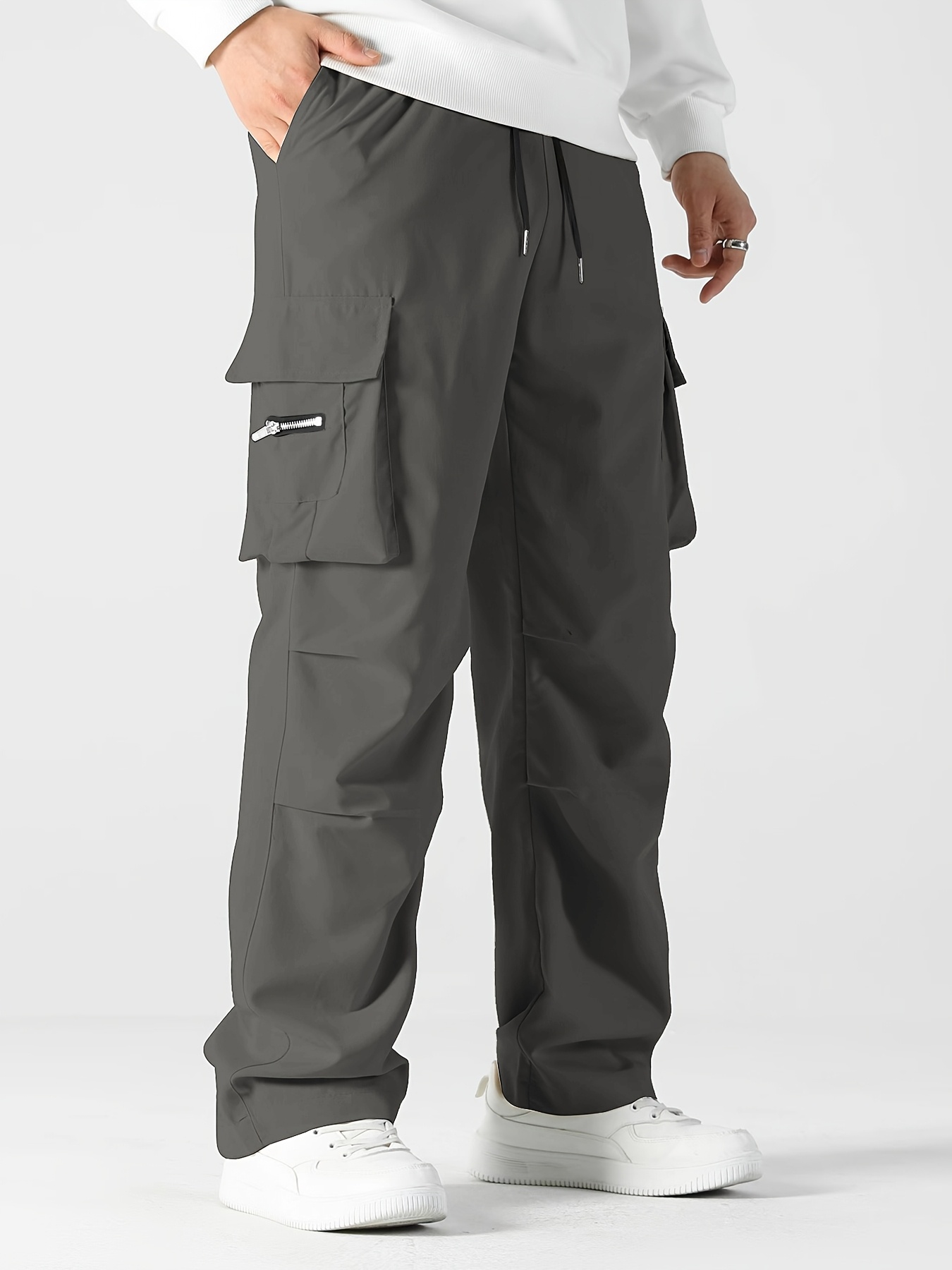 Men's Casual Loose Fit Cargo Pants - Stylish with Multiple Pockets - Perfect for Spring/Fall Outdoor Activities