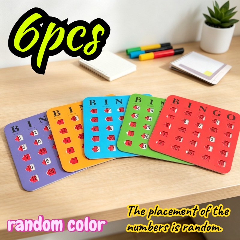 TEMU Cartes de bingo pour seniors, couleurs aléatoires, cartes de bingo à couvercle coulissant de style volet. Convient pour les fêtes, les voyages,