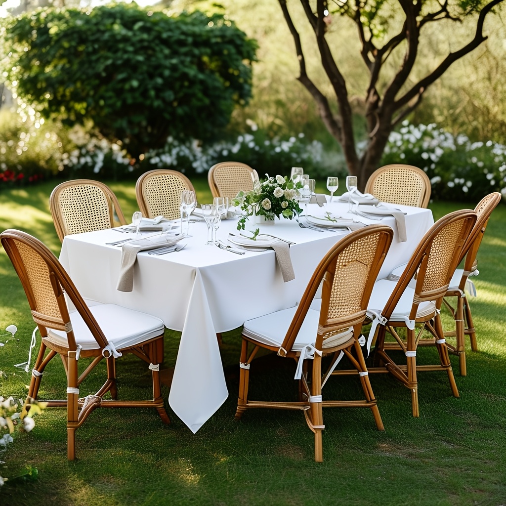 E-shop 1 elegante weiße rechteckige Party-Tischdecke – langlebig, Hochzeitsdekoration, Sommerdekoration, Gartendekor für draußen, Außendekor, waschbar,