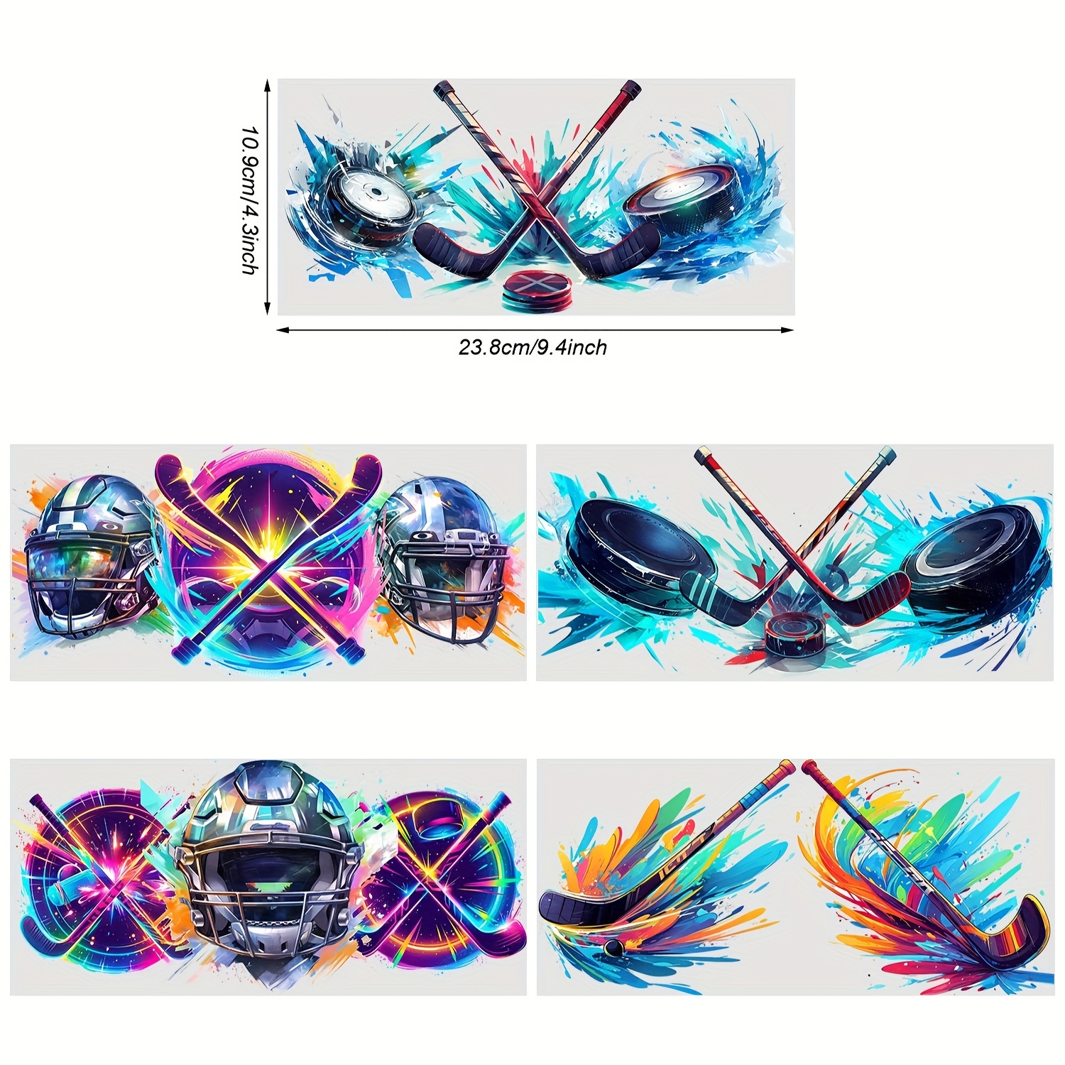 TEMU Set Of 5 Hockey Uv Dtf Cup Stickers, Dtf Transfer Paper For Glass, Premium Erasable Transfer Paper Suitable For 16 Ounce Glasses, Cups, Crafts,