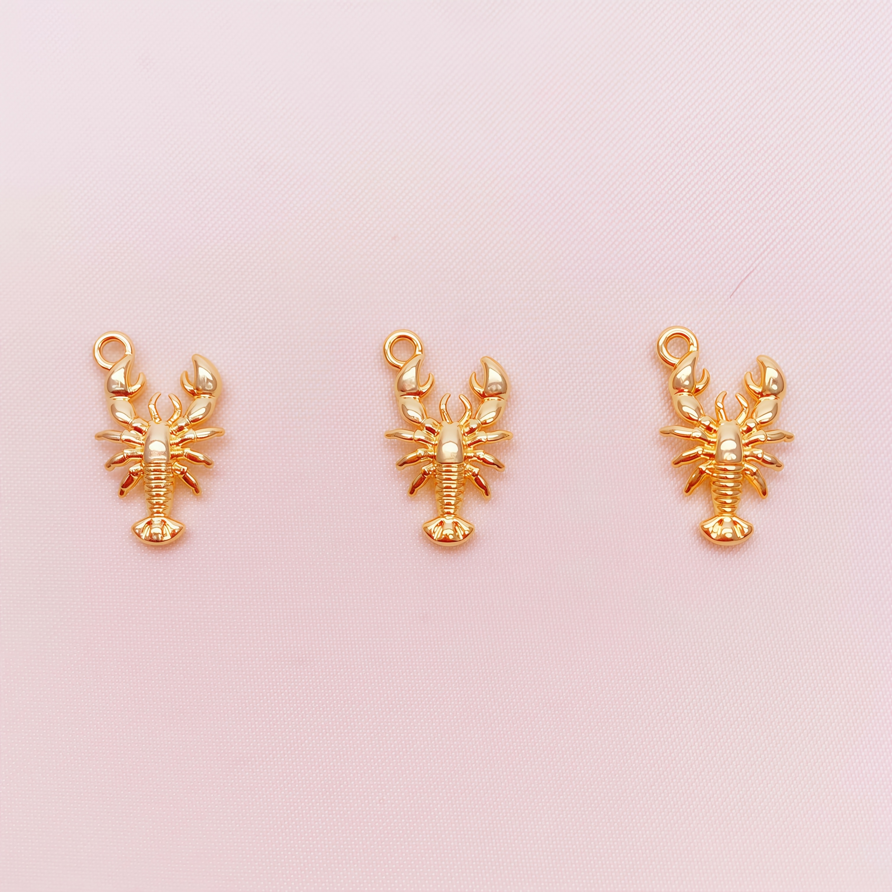 TEMU 3pcs Hip-hop Style Pendants, Simple And Fashionable Shrimp Shaped Copper Accessories For Women - Versatile Copper Pendants, Suitable For Daily