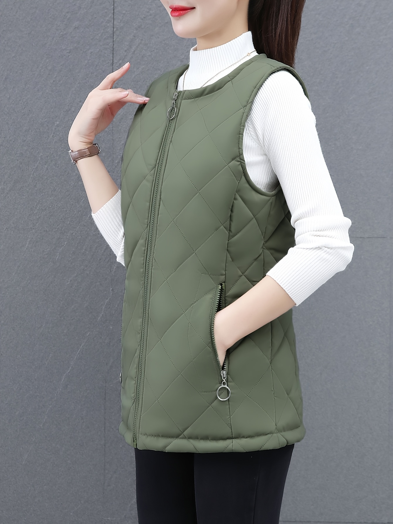 New Autumn Winter Lined Vest Womens Plus Size Casual Warm
