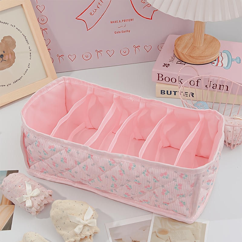 TEMU Kingkiss Cute Cartoon Storage Basket With Layered Dividers & Insertable Organizer - Suitable For Underwear, Socks, Clothing,, Snacks, Bra