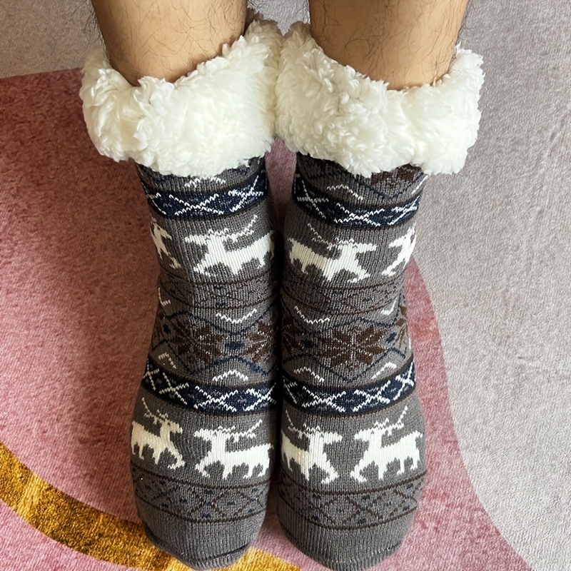 Men s Slipper Socks Animal Fuzzy Non Slip Fluffy Winter Warm Temu