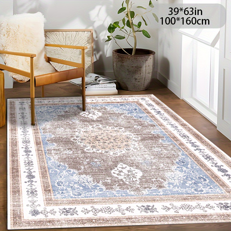 Elegant Brown Vintageinspired Area Rug With Nonslip Backing Perfect