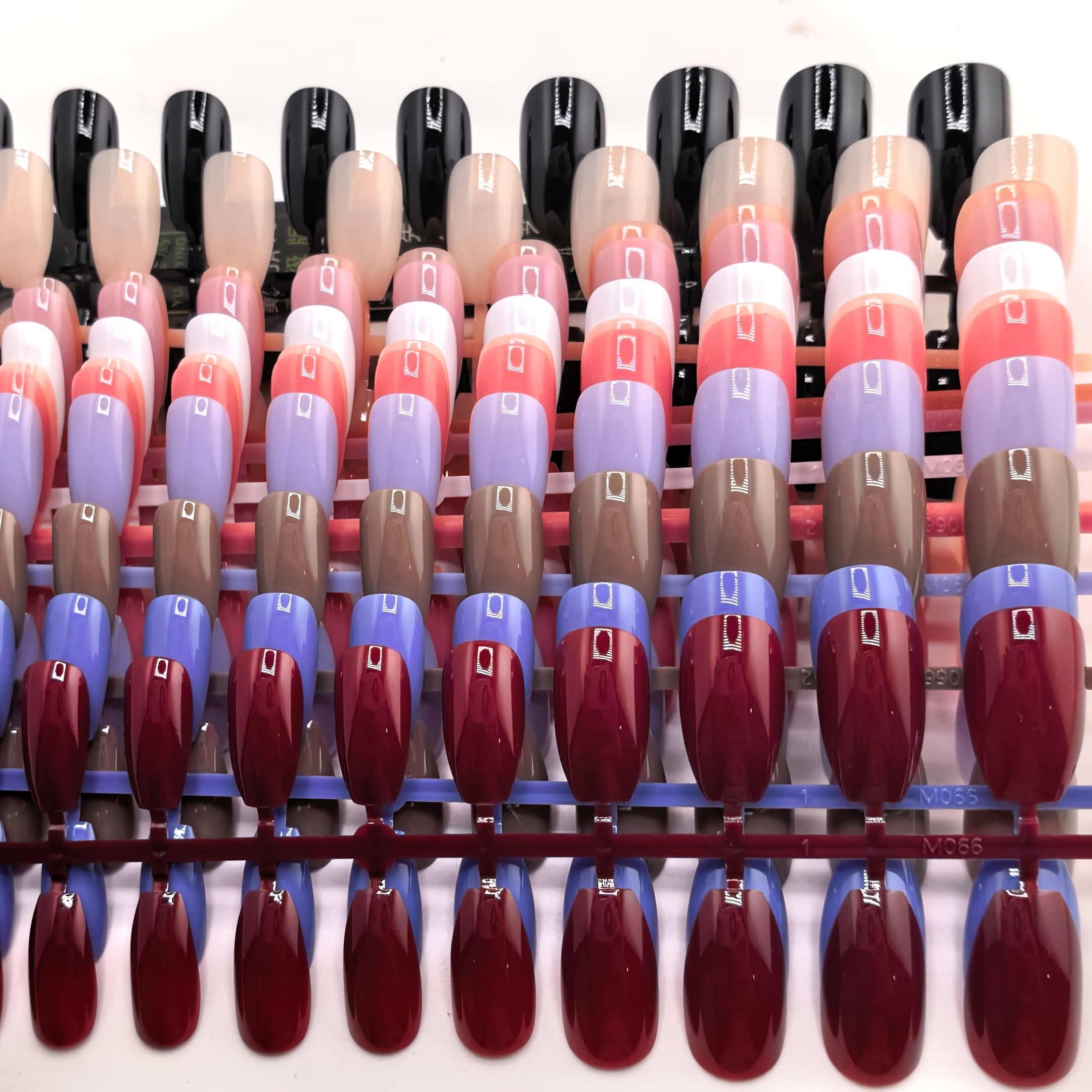 TEMU 120pcs Assorted Colors (5 Colors, Same Style Different Colors) Short Ballet-shaped Press-on Nails, Glossy Finish, Easy To Remove And Reusable
