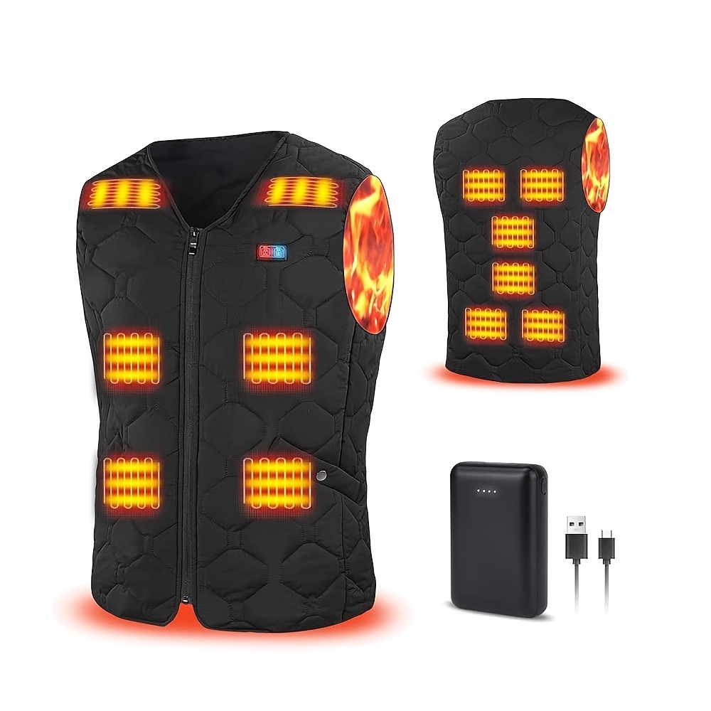 

électrique unisexe, pour hommes, pour hommes et femmes avec batterie, gilet avec 12 feuilles chauffantes, veste chauffante thermique manches, lavable.