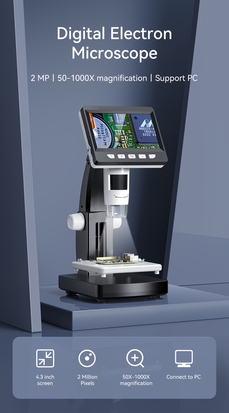1000X Digitalmikroskop 8 LED Echtzeit-Rendering, Computermikroskop, Elektronen-Biologiemikroskop
