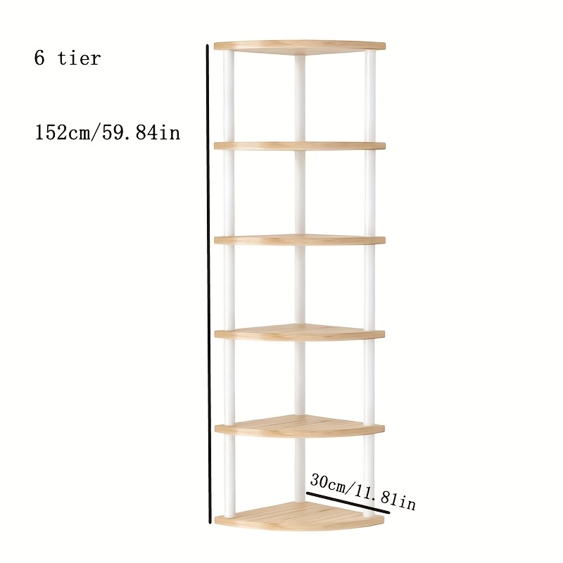 TEMU 3/4/5/6-tier Modern Minimalist Corner Bookshelf With & Metal Frame - Heavy-duty Load-bearing Space-saving Freestanding Shelf Suitable For,