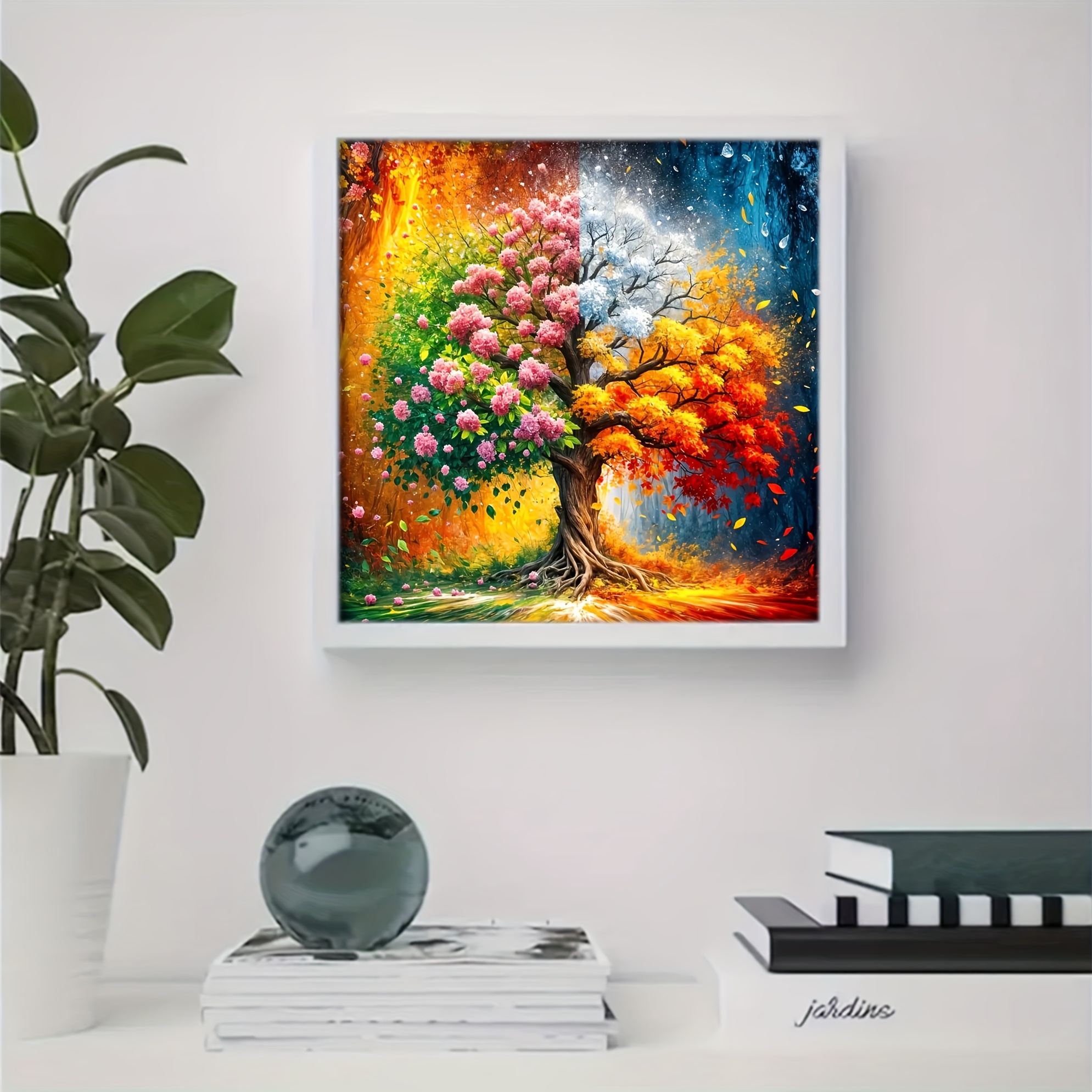 E-shop 1 Set – Vier-Jahreszeiten-Baum-Motiv Kreuzstich-Set, DIY Kunsthandwerk-Zubehör, 11CT Stickerei-Gemälde, Kreatives Handgemachtes