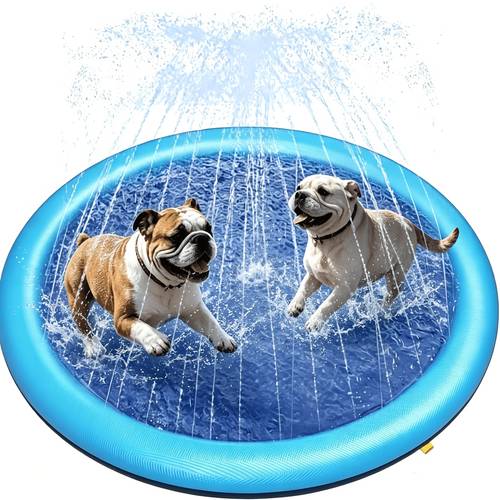 ultra thick splash proof mat portable pet sprinkler mat pet toys suitable for small dogs 0 6mm non slip durable dog water pool and cooling mat summer outdoor pet water play fountain pet water mat interactive