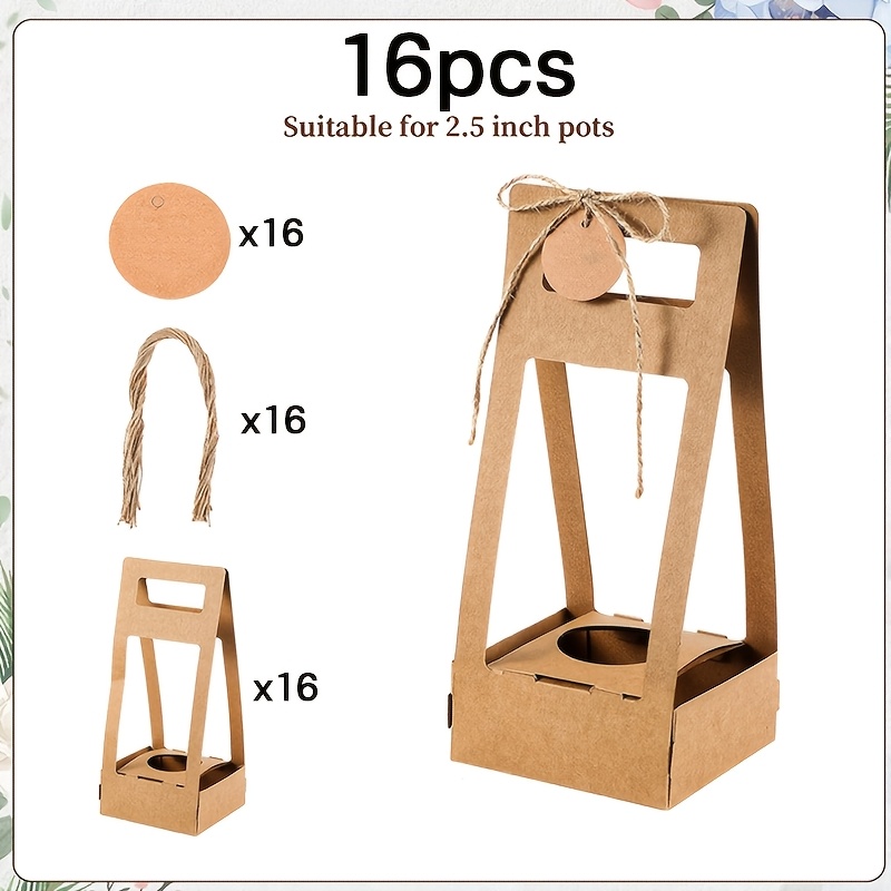 TEMU Sacs Cadeaux, Ensemble de 16 sacs cadeaux remplissables pour plantes succulentes, emballage mini pot portable, avec corde et carte, parfait pour