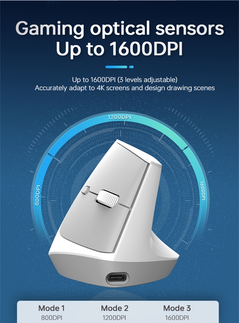 AJAZZ I300 Wireless Dual-Mode BT+2.4G Ergonomic Mouse, 1600 DPI, Ultra-Quiet Keys, Approx. 84g Lightweight, 400mAh Battery Life