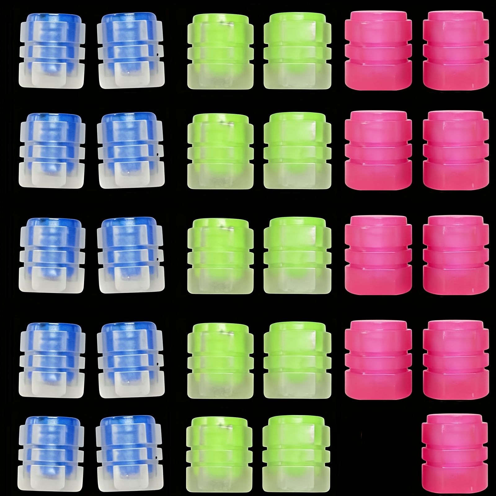 TEMU Lot de 29 bouchons de valve de pneu lumineux, 10 , 10 verts et 9 roses fluorescents, pièces de rechange décoratives durables et imperméables,