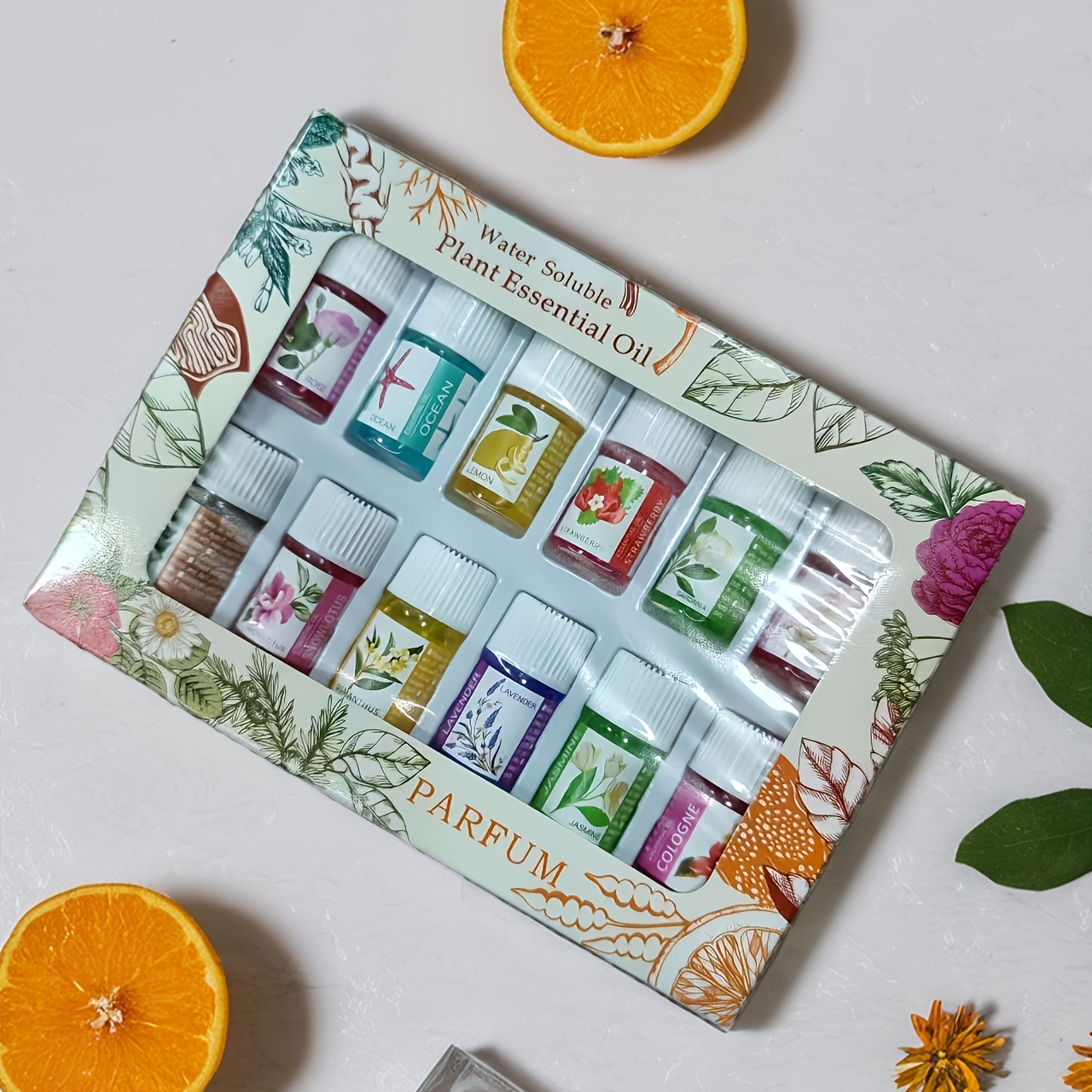 Conjunto de 12 Frascos de Óleo Essencial Solúvel de 3ml, Ambientador de Fragrância, Ar Fresco Interior, Ambiente Romântico, Decoração Festiva para Casa, Tampa Aleatória