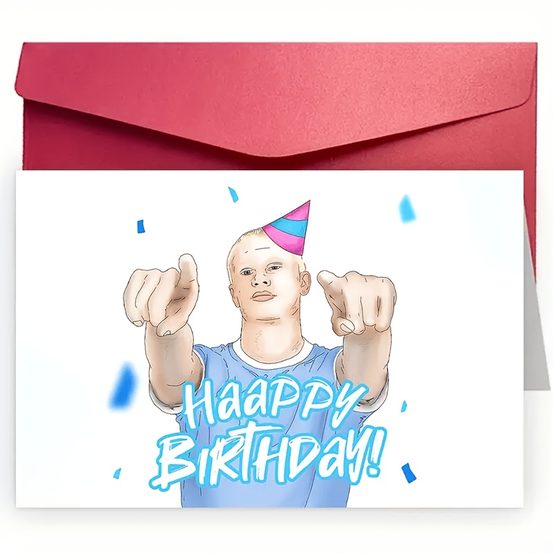 TEMU A Humorous Football-themed Birthday Card With Envelope, Paper Material, Suitable For , , Unique Encouragement And Party Card