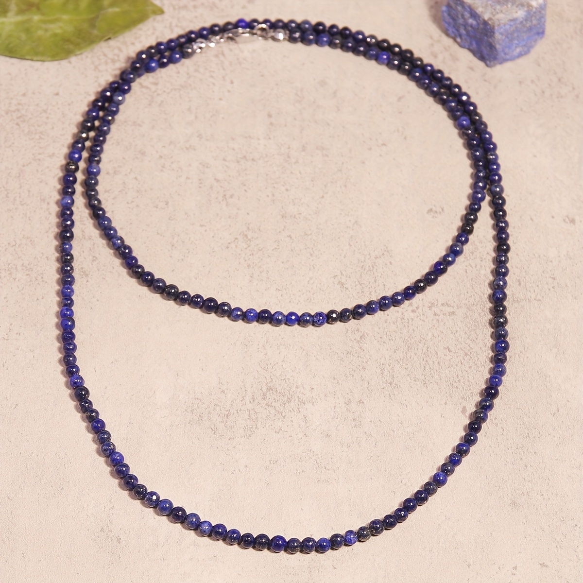 Natural Rhodonite Amethyst & Lapis Lazuli Long Necklace