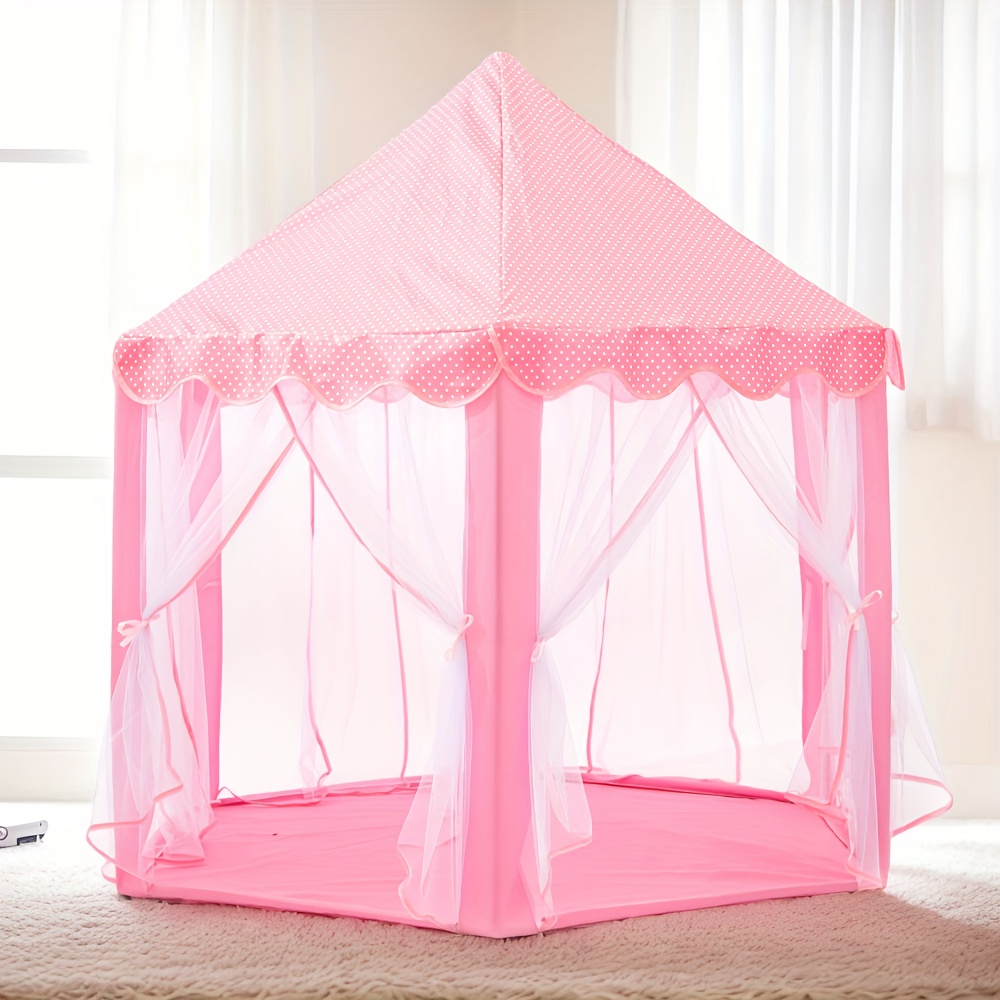 TEMU Pink Polka Dot With Gauze Curtain Design, A