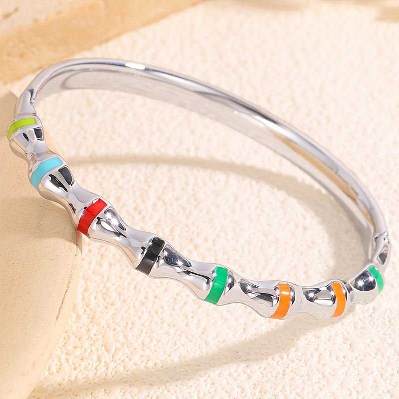 TEMU 1pc Stainless Steel Drip Ring Fashion Retro Ladies Elegant Daily Vacation Commuting Bracelet