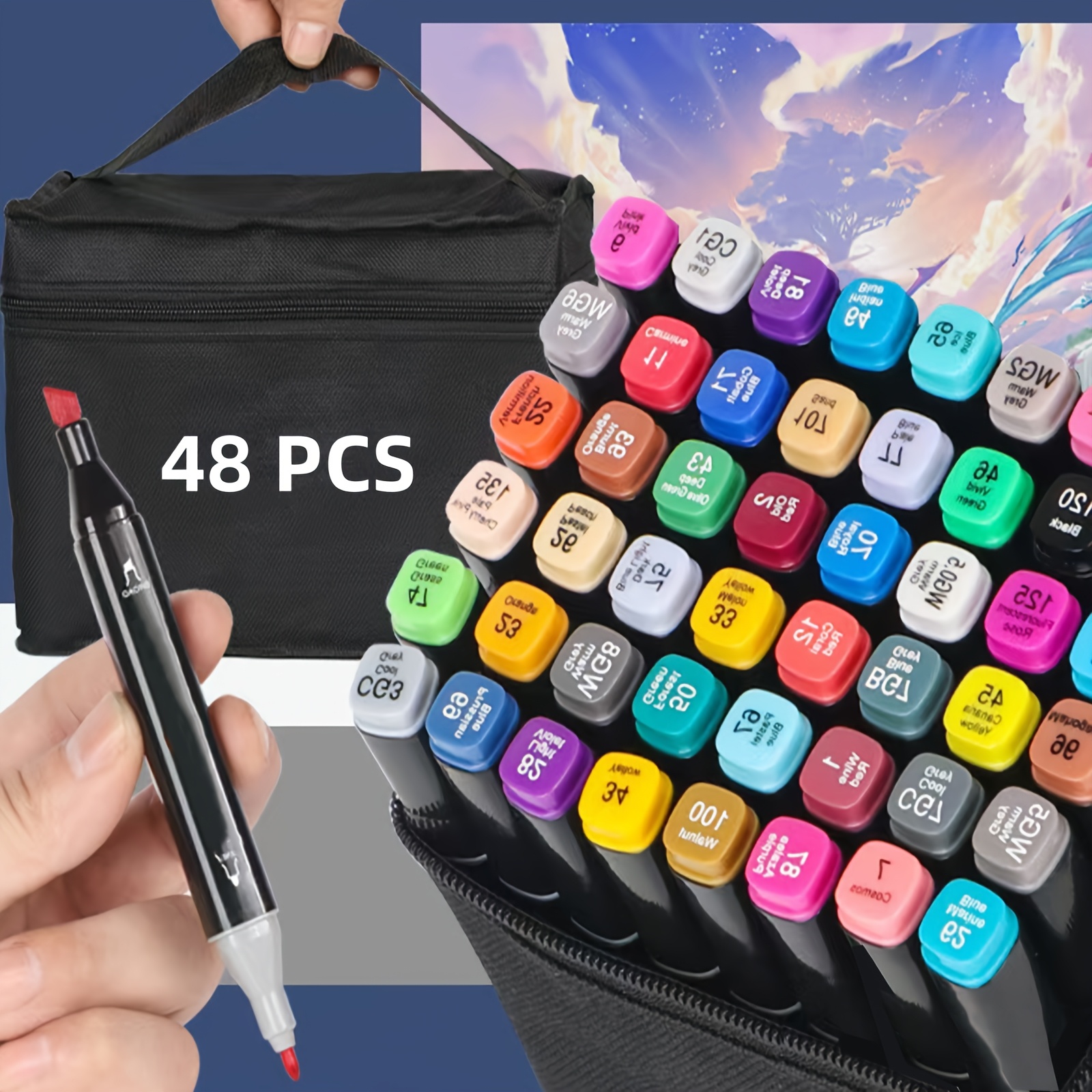 

Markers, 48/60/80//120/168 Colors Dual Tip Art Markers Set For Adult Coloring, Sketching Drawing Permanent Coloring Markers, Based Markers Artist Pens With Carry Case Christmas Gift