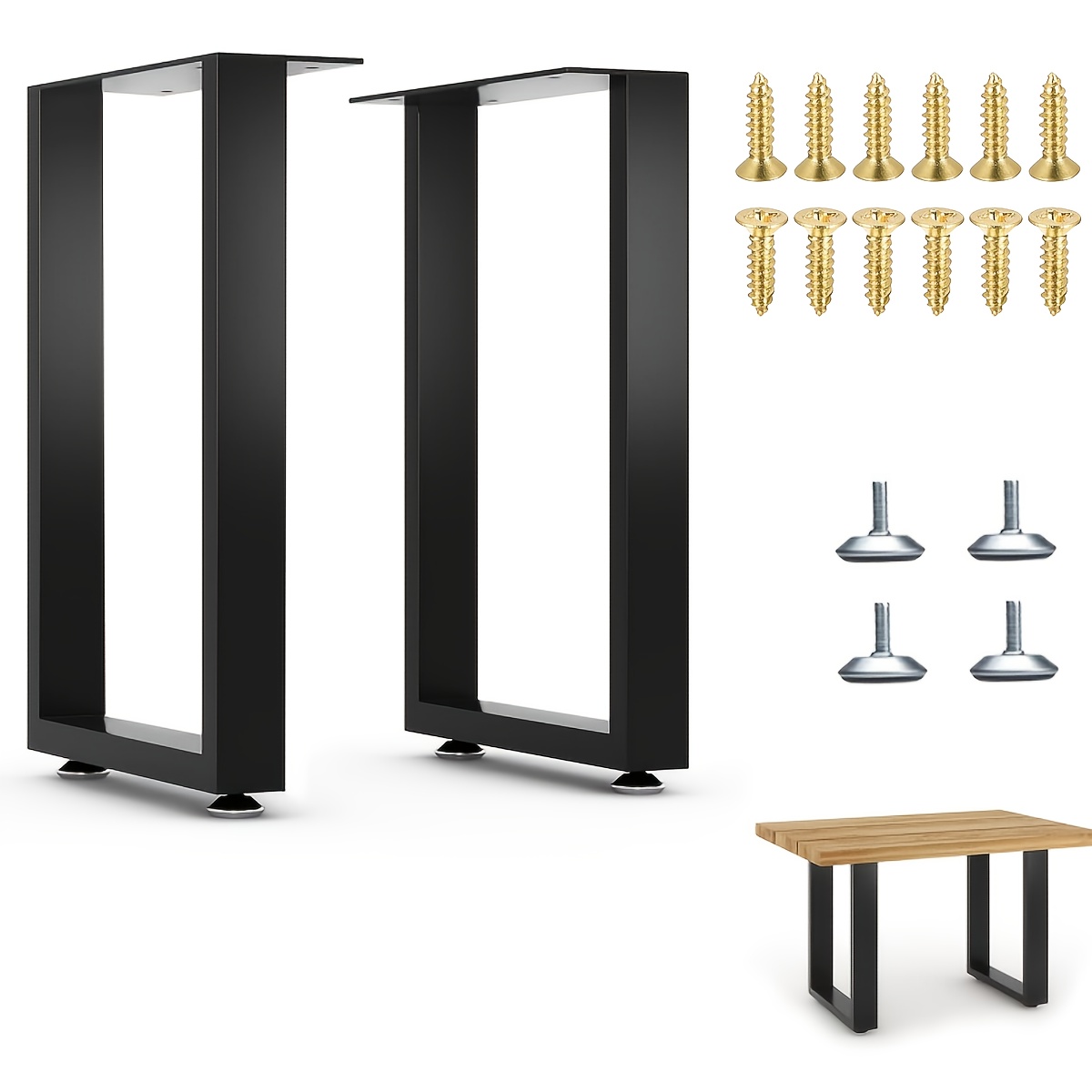 Image of 2pcs, 16-inch High Bench Legs, Heavy-duty Metal Table Legs, Coffee Table Legs, Side Table Legs, 16 Inches High And 11 Inches Wide