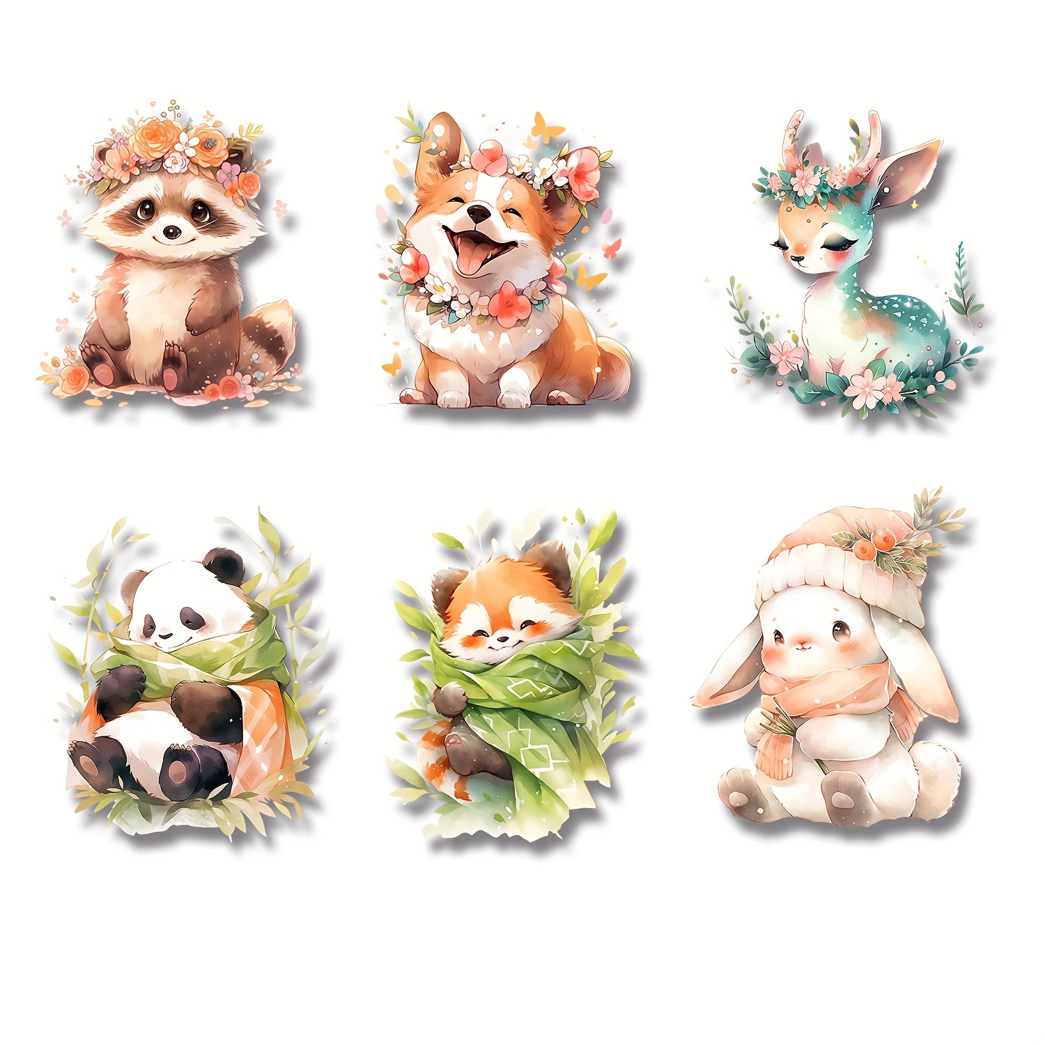 Cartoon Animals Combination Heat Transfer Stickers Cute Fox Rabbit