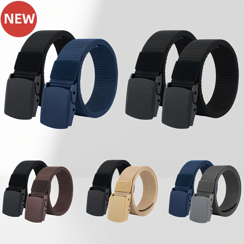 

2pcs Ceinture en Nylon avec Boucle en Plastique - Hypoallergénique, Style Décontracté et Sportif pour Hommes et Femmes