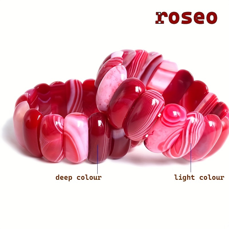 10X25Mm Natural Agate Beaded Bracelets - Colorful Striped Botswana Agate