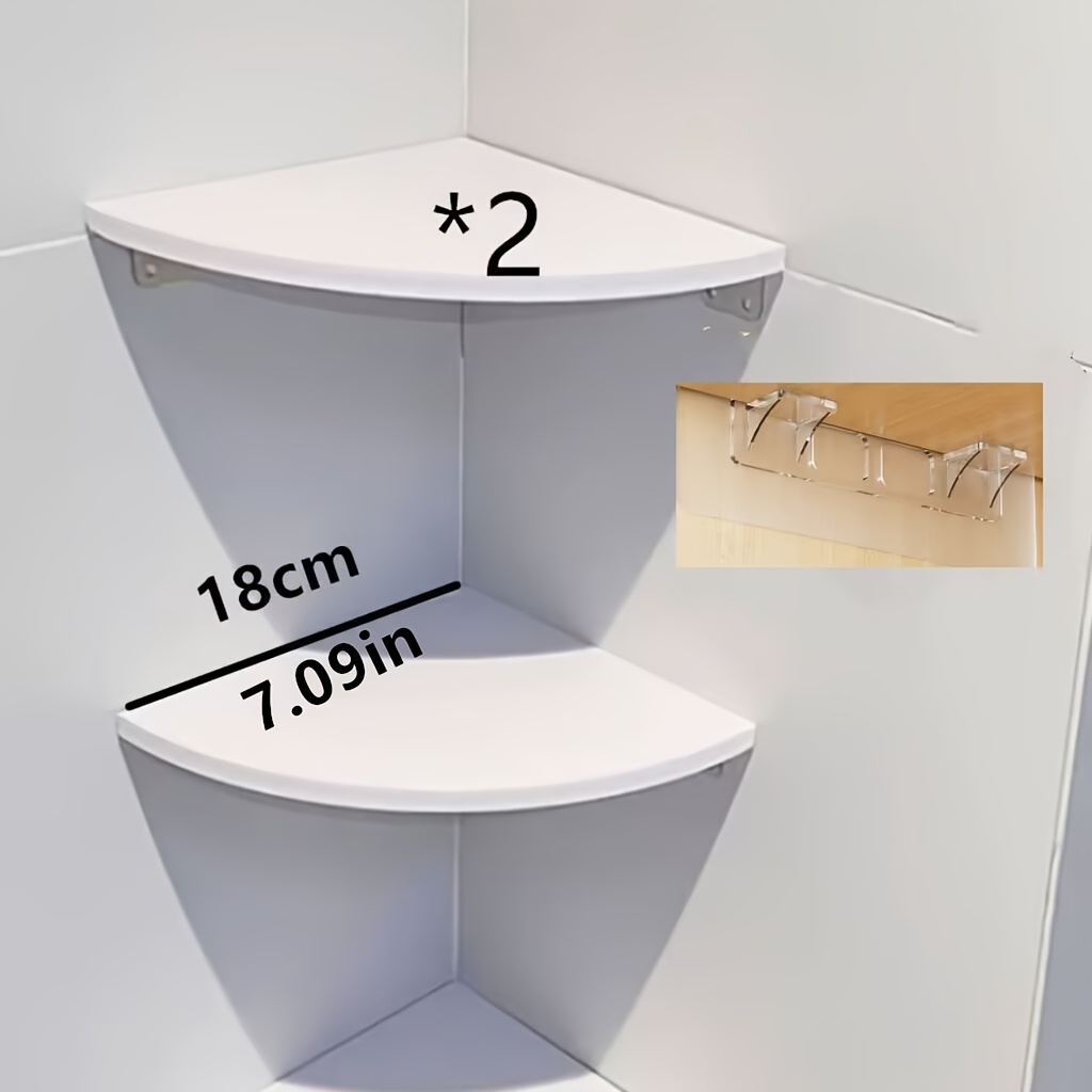 TEMU 2pcs/3pcs Étagère Murale de Salle de Bain 18Cm de Diamètre Trépied Multi-Couches Contemporain Mural Flottant Angle Cadre Ensemble Installation