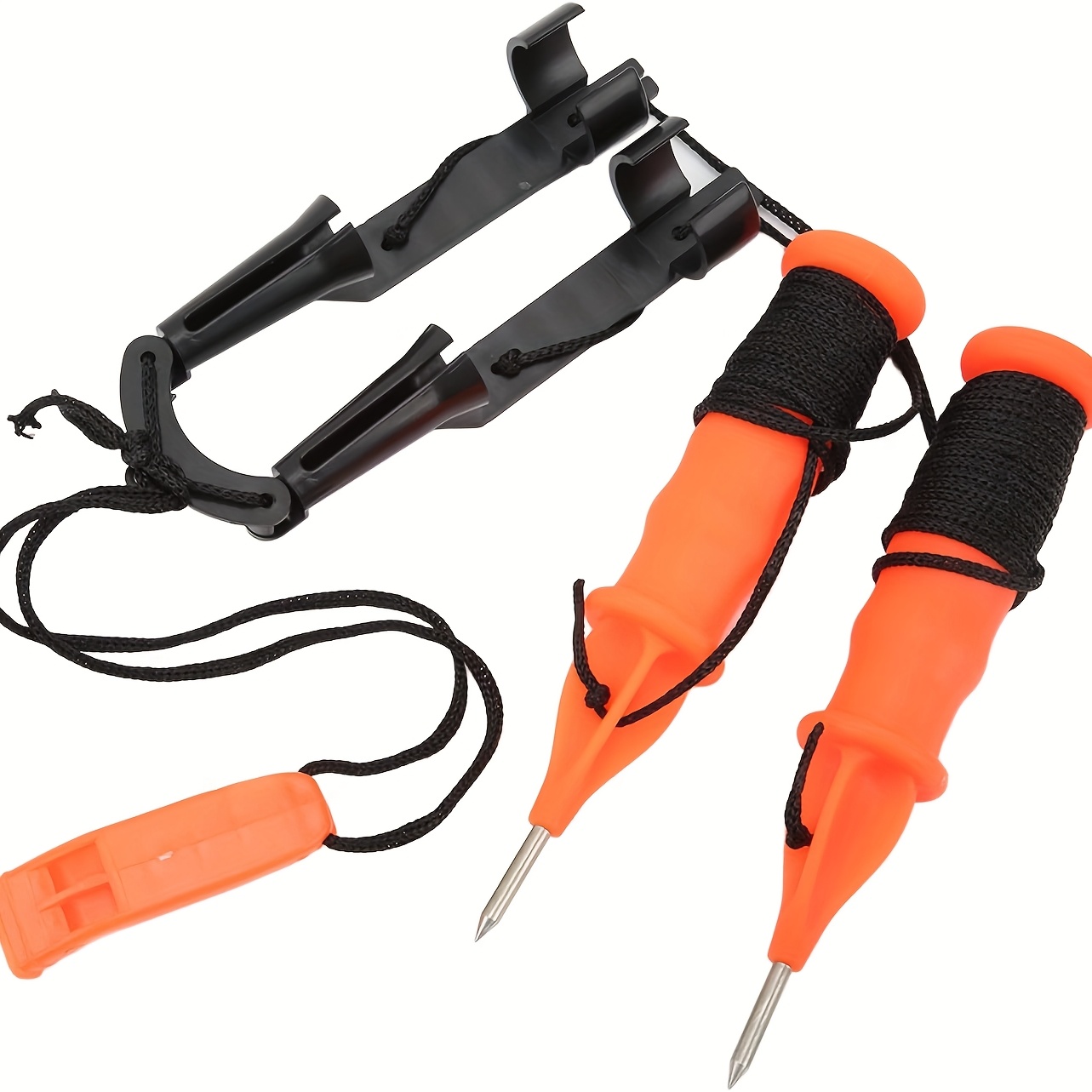 TEMU Kit de sécurité pour la pêche sur glace hivernale avec sifflet de - Équipement de sauvetage , orange | Pics à glace, corde et mallette de