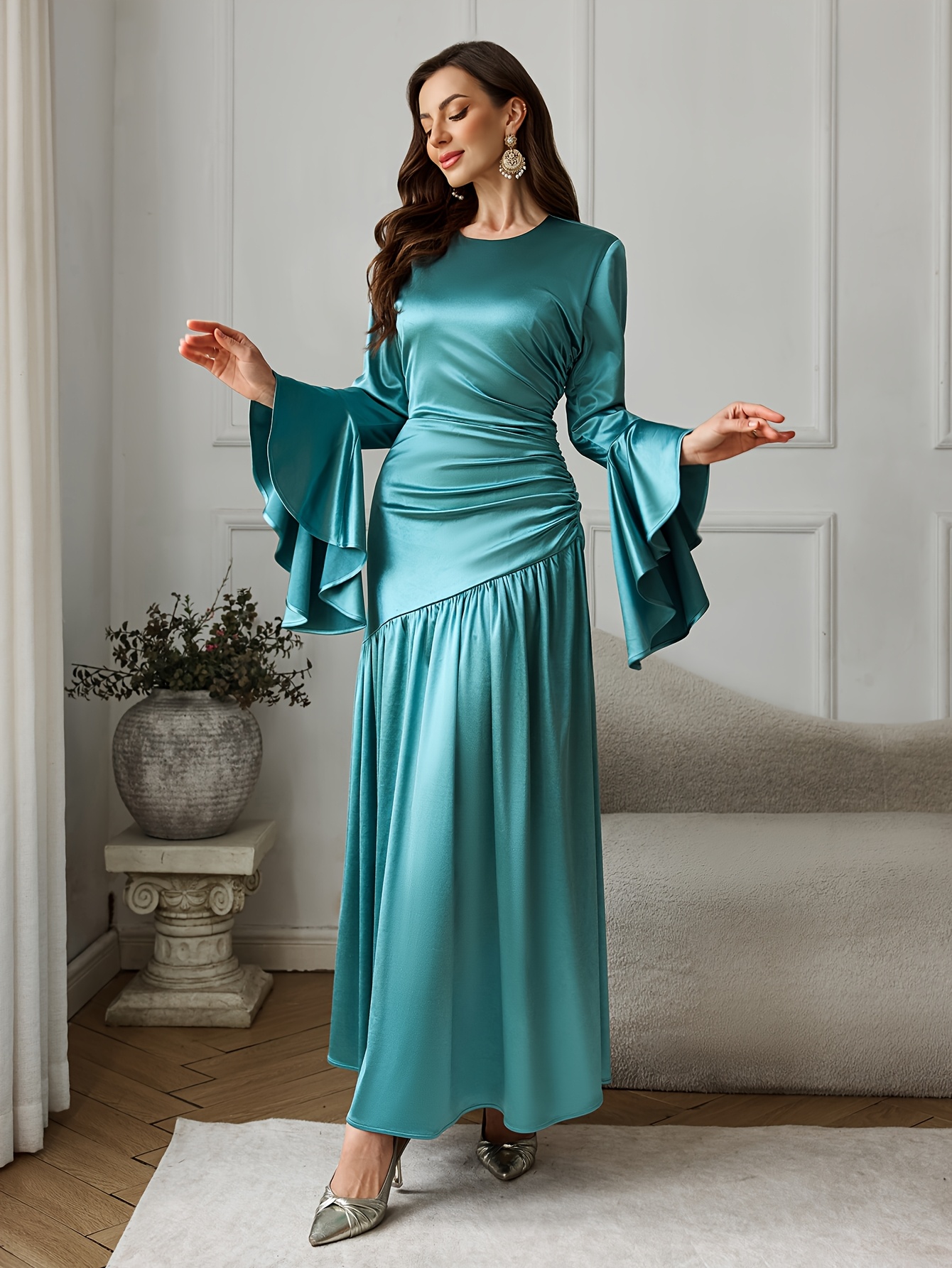 knee length dresses for ladies Short Sleeve Loose Dress – Finest Treasure main image 0